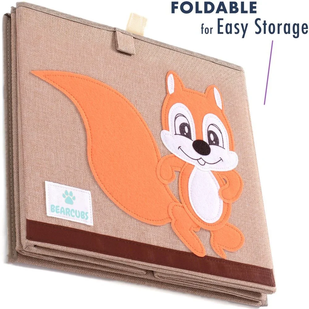 NWT Bearcubs Toy Box - Folding Canvas Small Cube Toy Chest for Toy Storage NEW